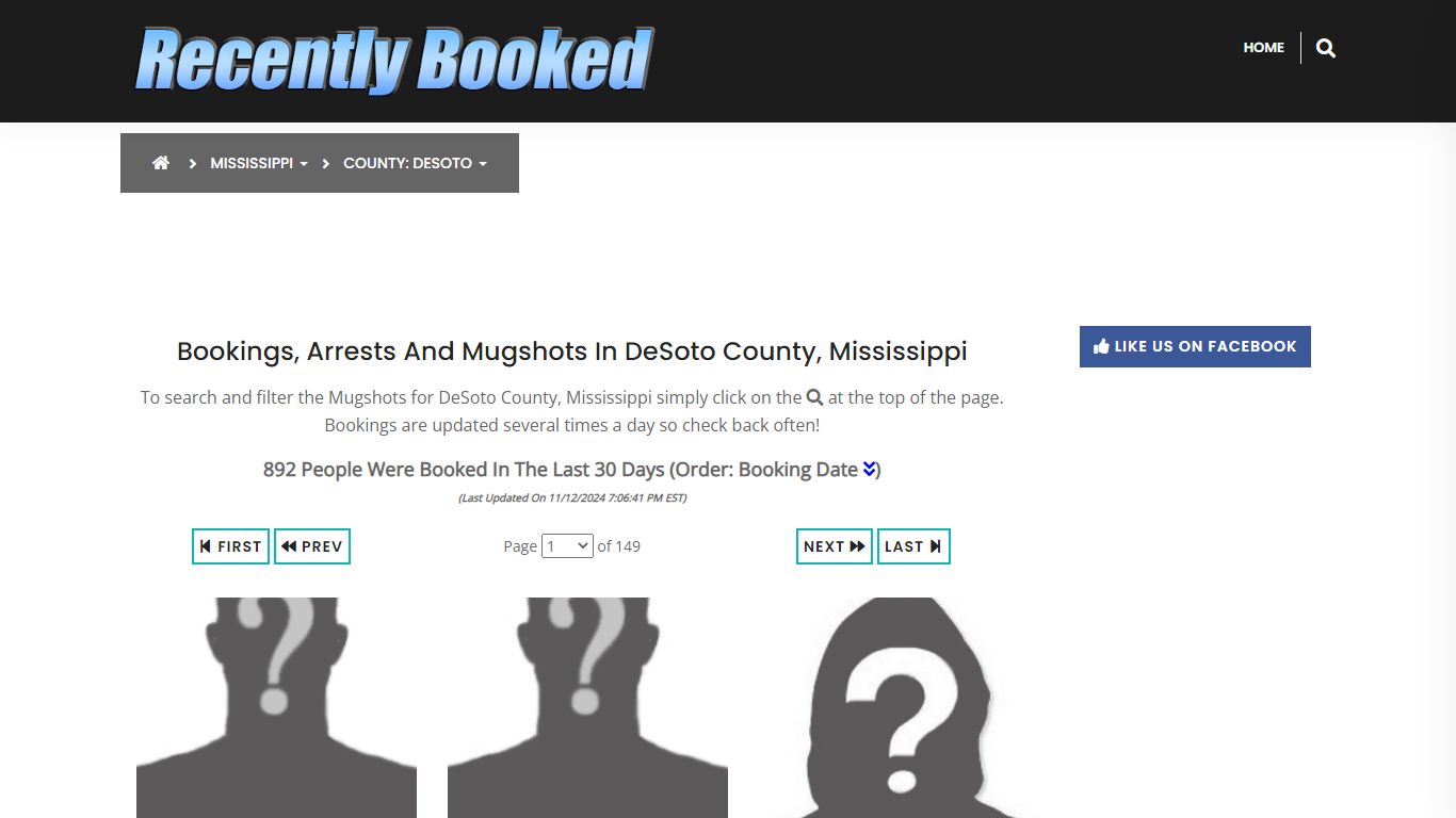 Bookings, Arrests and Mugshots in DeSoto County, Mississippi