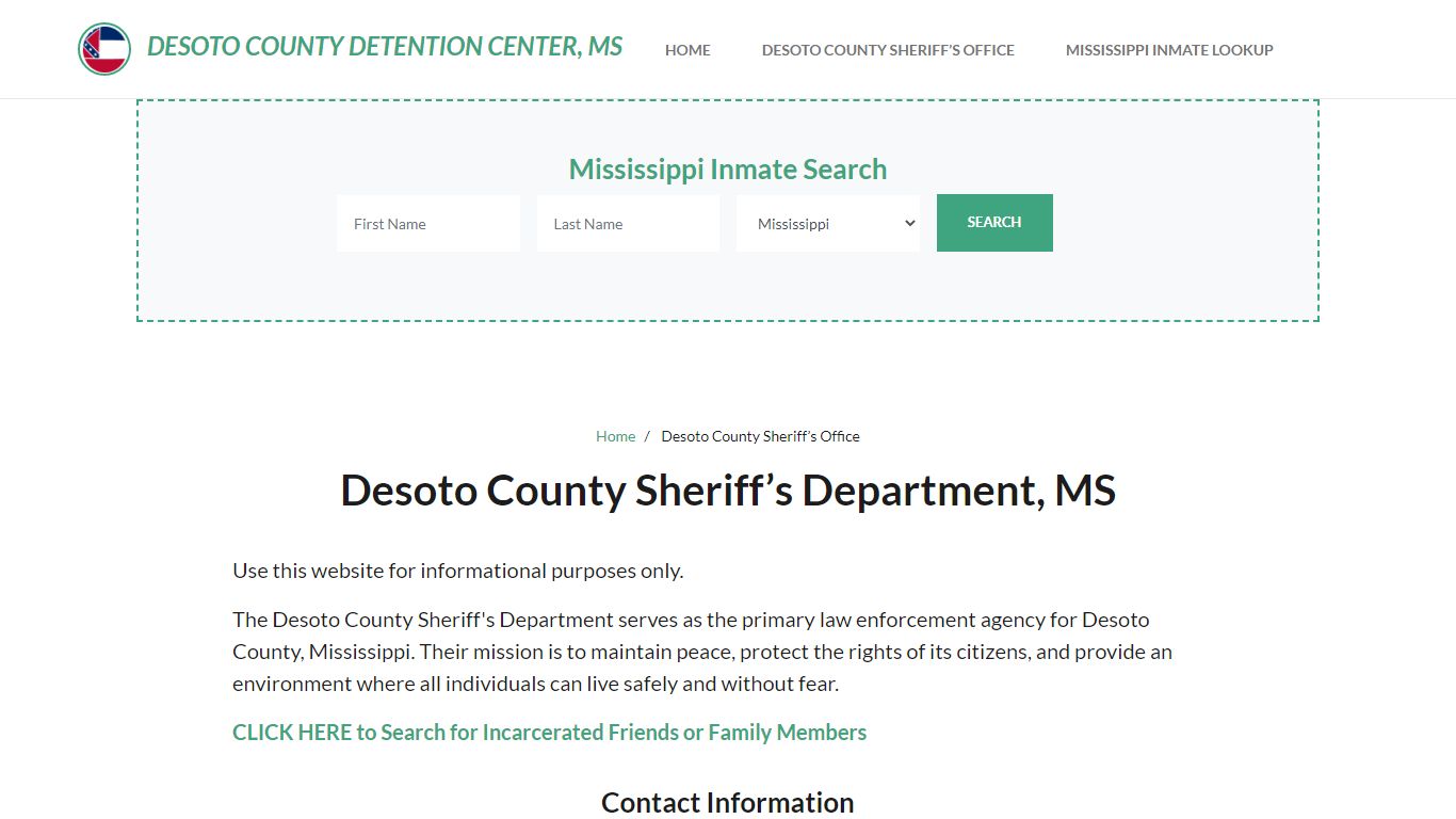 Desoto County Sheriff Department, MS Arrests, Warrant Lookup